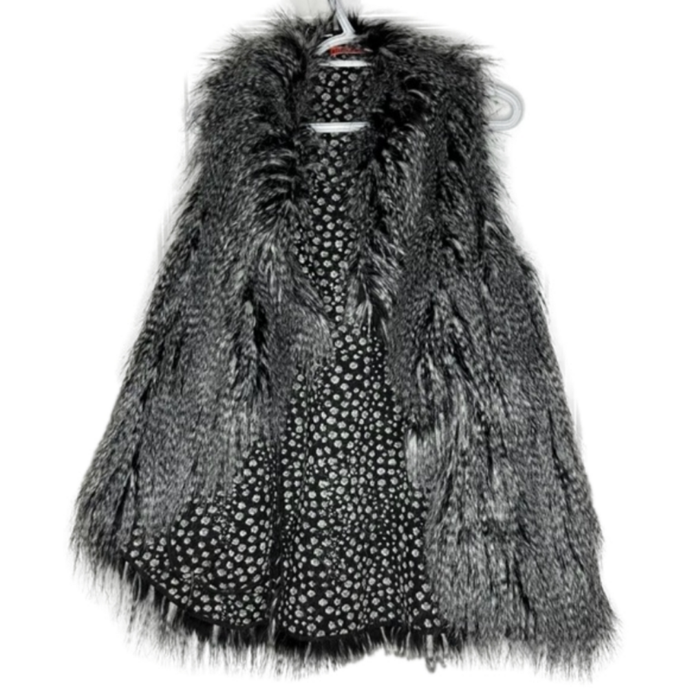 Alice + Olivia Chris Faux Fur Shawl Collar Vest Grey XS